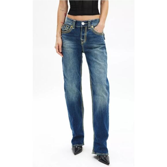 True Religion Ricky Super QT Lurex Metallic Pocket Relaxed Jean Womens Sz 32 NWT - Picture 11 of 16